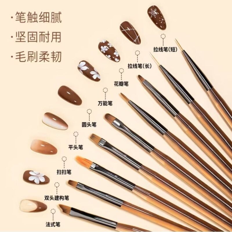 美甲笔刷套装拉线彩绘功能线条渐变戳戳画花日式极细工具点珠笔图片