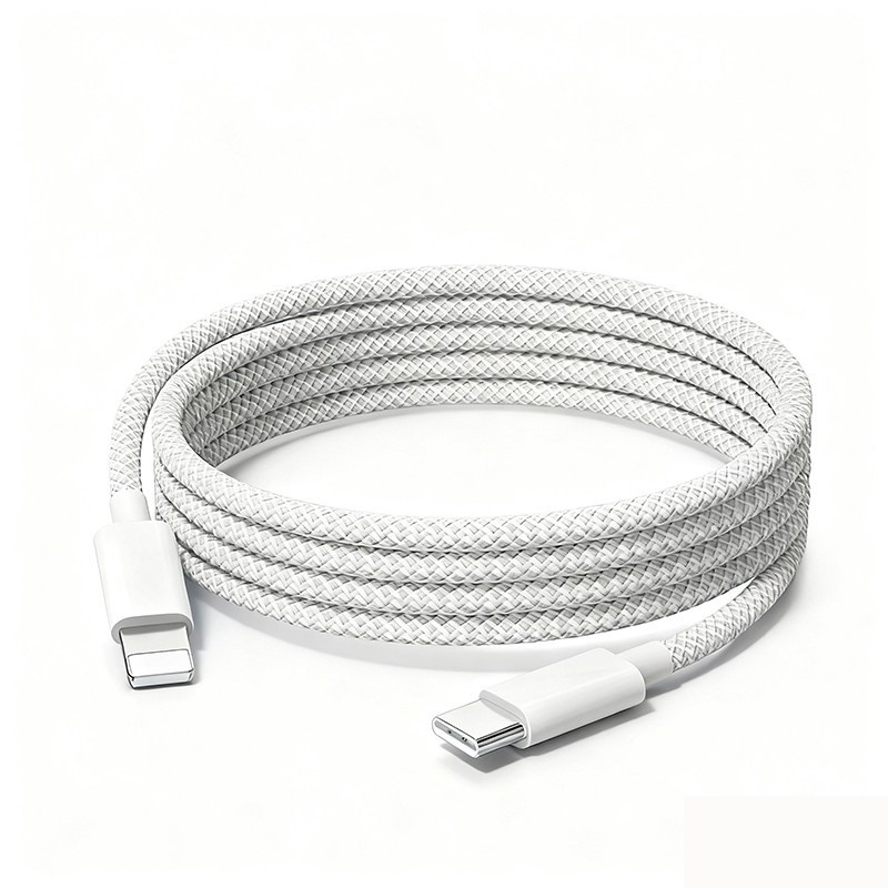 新款炫彩编织数据线PD30W适用苹果iPhone8-14系列1.5米单条灰色