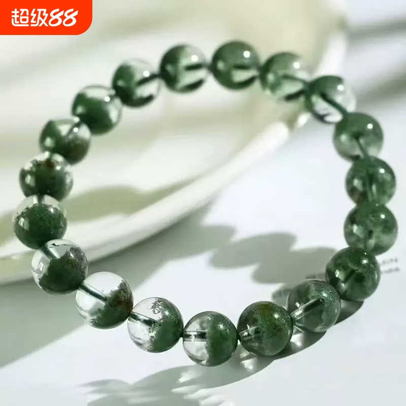 巴西绿幽灵水晶聚宝盆幽灵手串