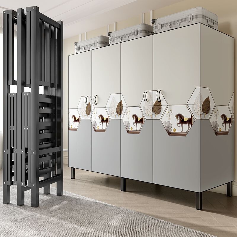 a布衣柜折叠免安装开门式简易储物柜家用卧室出租屋房用收纳衣橱