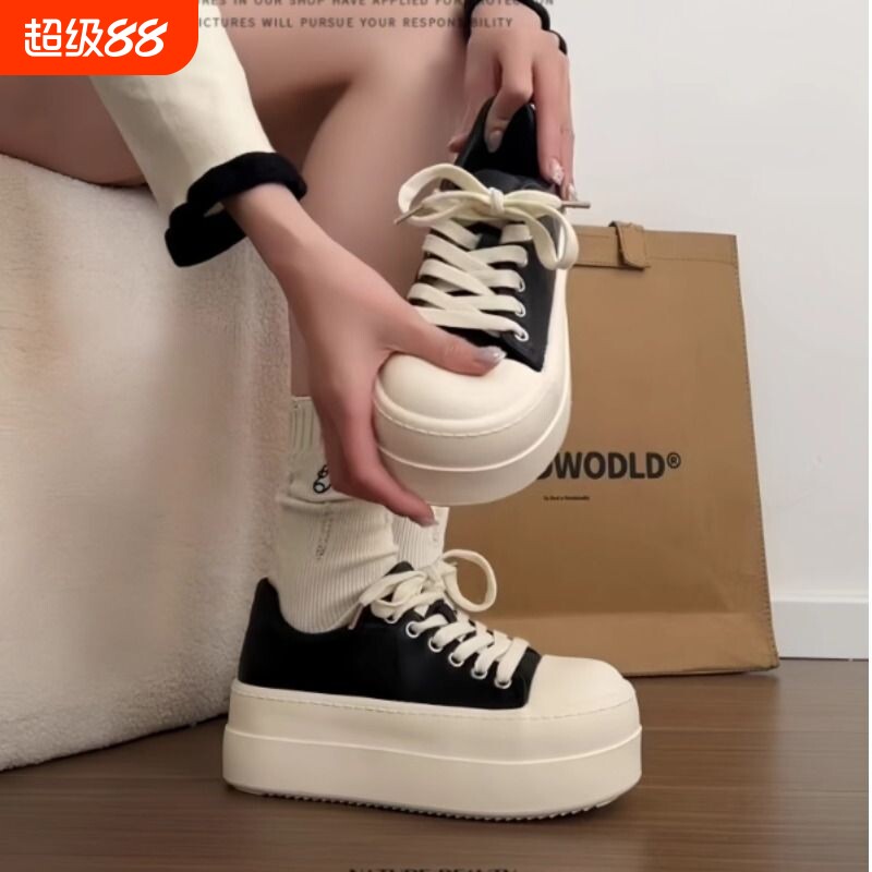 丑萌大头面包鞋女小个子厚底增高百搭休闲运动鞋韩系松糕小白鞋