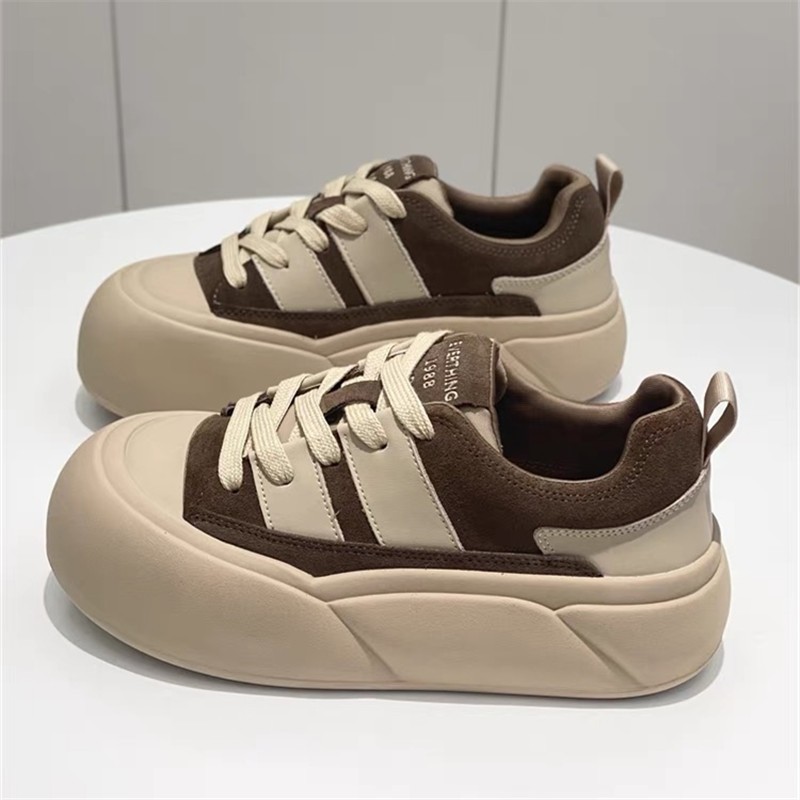 品牌断码丑萌大头鞋女2025春秋新款爆款美拉德厚底松糕面包鞋休闲