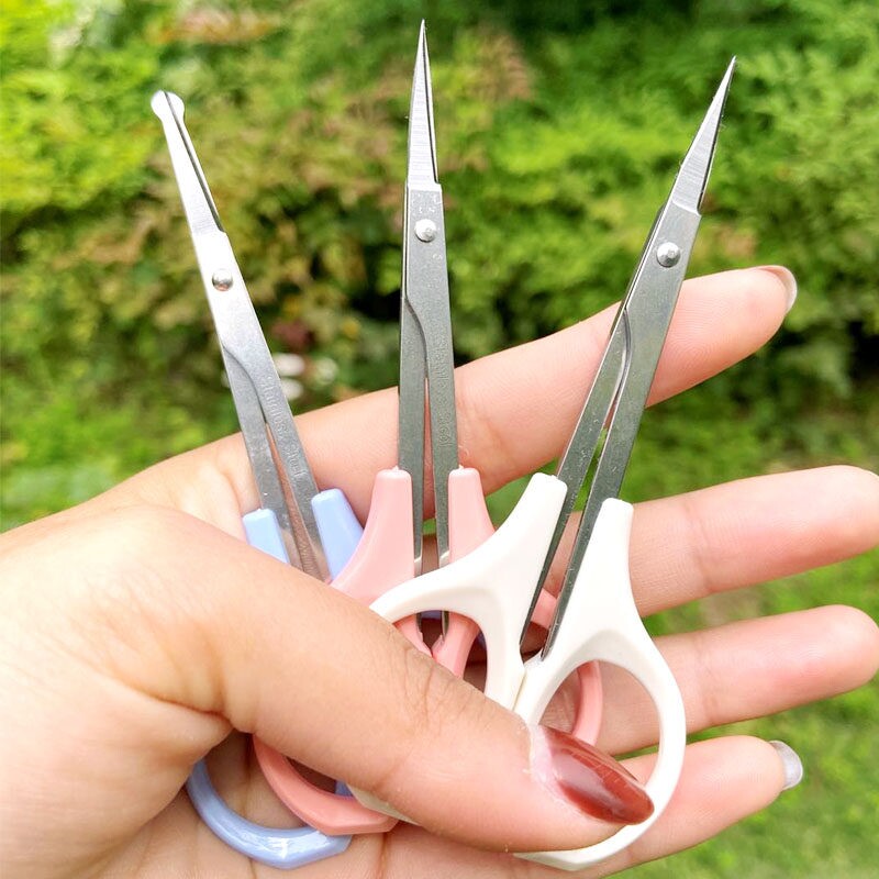 台湾双菱小剪刀修眉毛弯头尖头细长直剪鼻毛手工美容剪子修脚图片