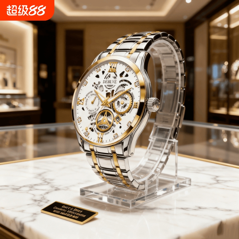 男士手表男正品名牌全自动非机械表钢带男款商务防水石英腕表老人