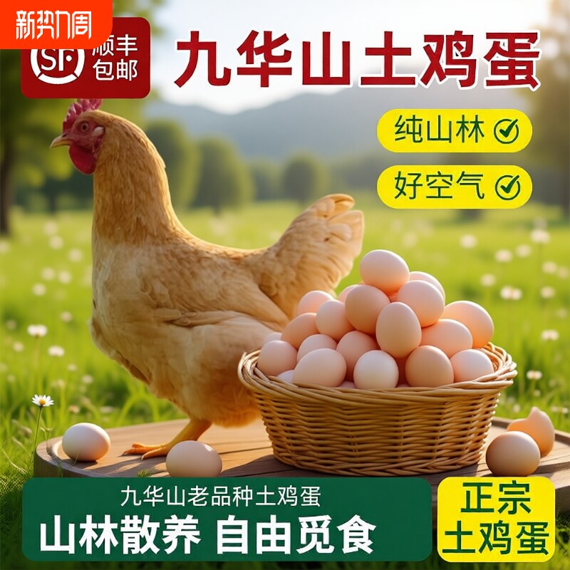 安徽九华山林散养土鸡蛋60枚正宗皖南农家笨鸡蛋皖南柴鸡蛋乌鸡蛋