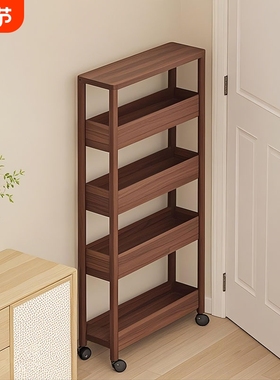 门后超薄置物架带轮可移动收纳架浴室夹缝多层储物神器落地黑色