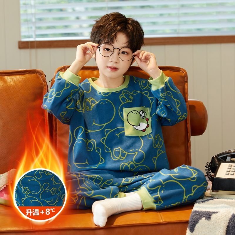 青少年睡衣初中学生德绒2025新款男童秋冬家居服儿童男孩保暖套装