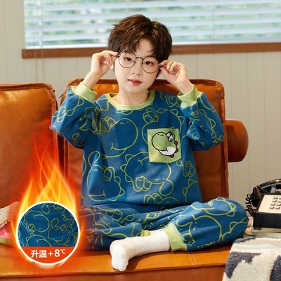 青少年睡衣初中学生德绒2025新款男童秋冬家居服儿童男孩保暖套装