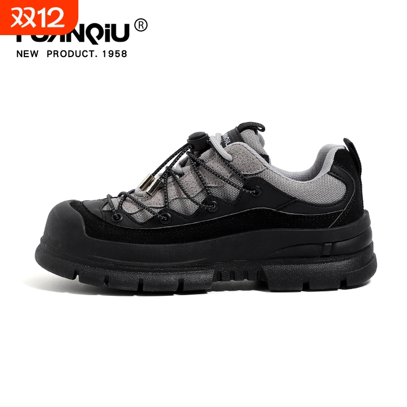 环球厚底老爹鞋女2025春季新款休闲鞋黑色登山鞋时尚百搭运动鞋子