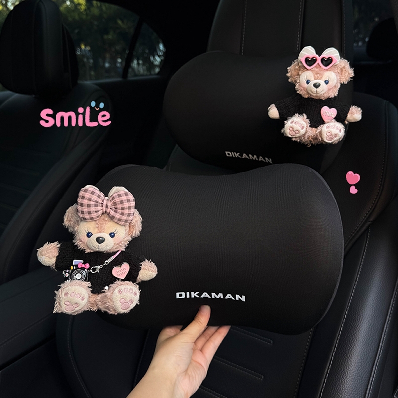 可爱小熊汽车头枕2025新款车内座椅脖子记忆棉靠枕护颈枕车用腰靠