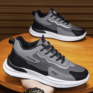 休闲干活工作装 男鞋 秋冬季 2025新款 上班皮面防水防滑劳保潮 运动鞋