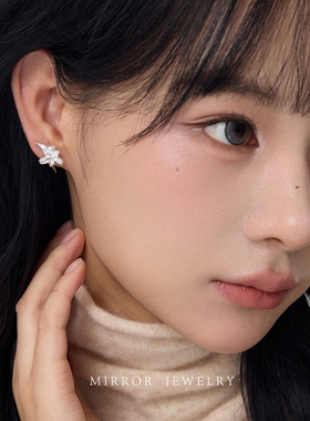 纯银鸢尾花小众耳钉女
