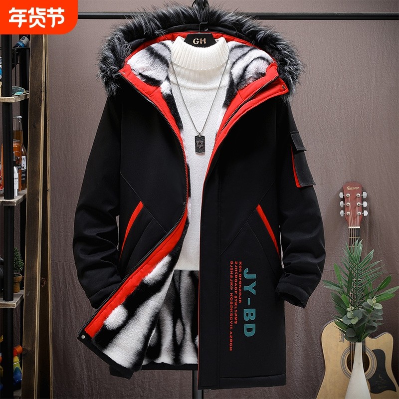 户外羽绒服男中长款冬季2025年新款青年潮流派克棉服男装加绒加厚