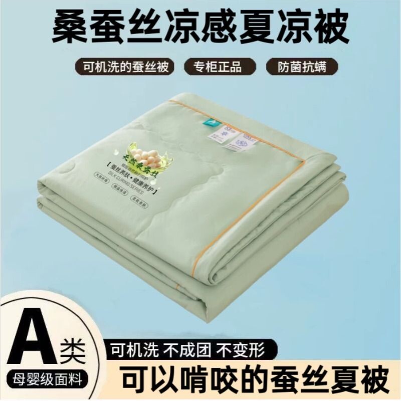 正品蚕丝被夏凉100桑蚕丝被子双人单人空调冰丝夏季薄款可机洗图片
