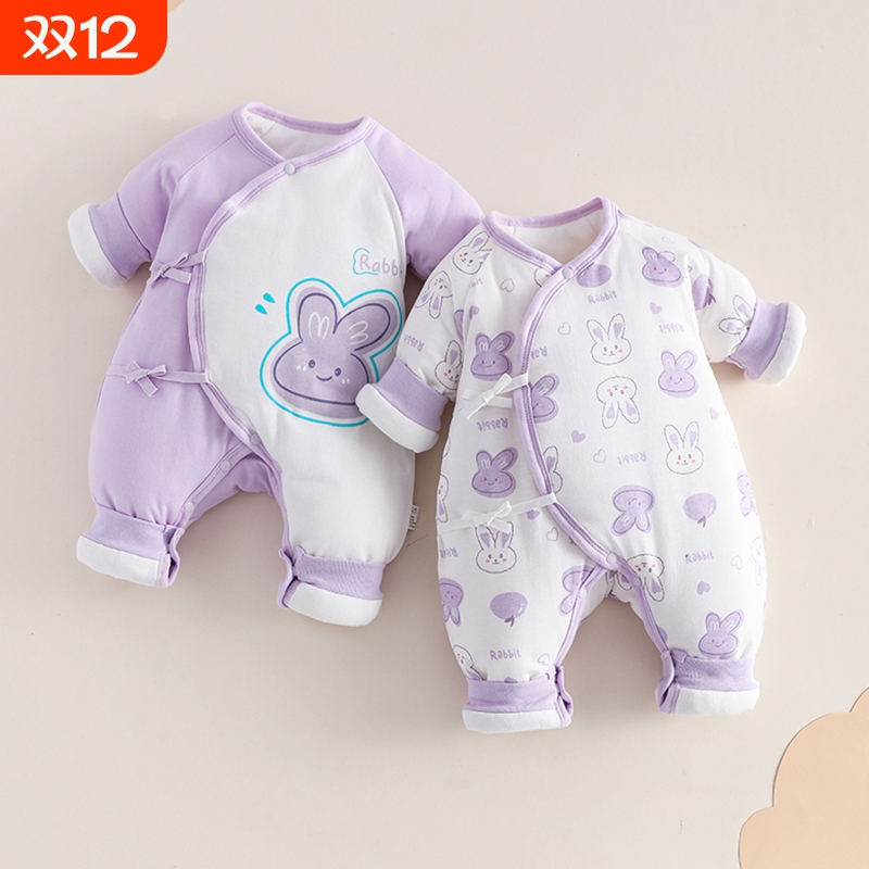 童泰宝贝新生儿冬季棉服婴幼儿加厚保暖连体衣03-6月初生宝宝冬装