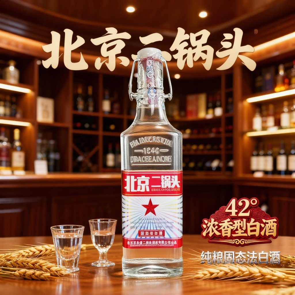 京味白酒42度浓香型白酒纯粮酿造出口型方瓶北京二锅头酒口粮酒