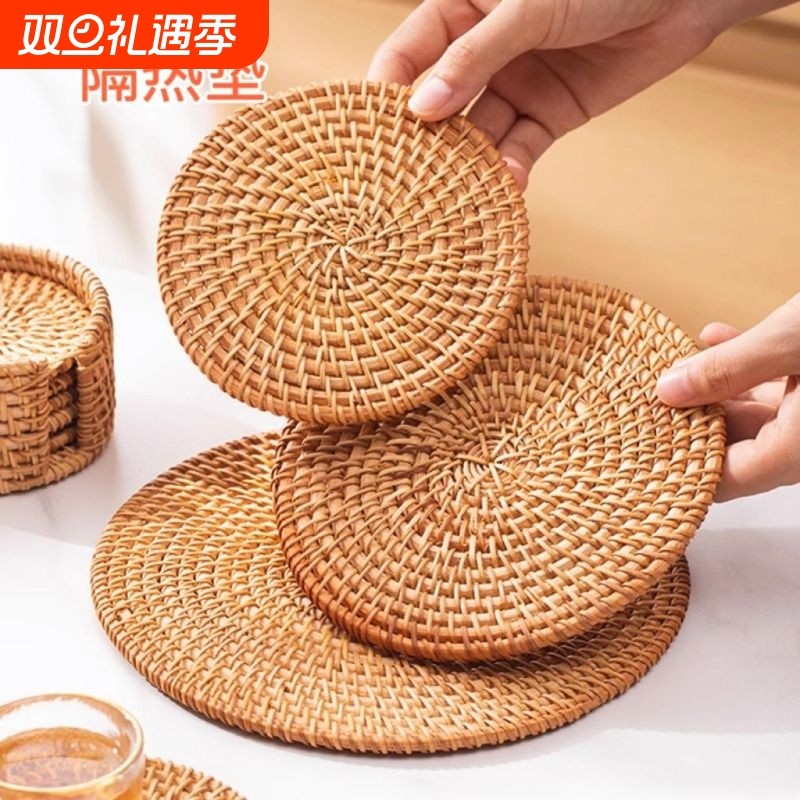 藤编防烫隔热垫