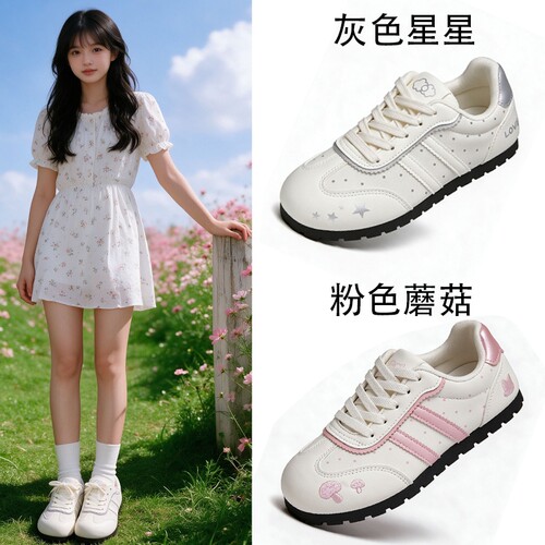 小白鞋子女新款2026春秋季爆款时尚德训鞋学生百搭平底休闲板鞋潮