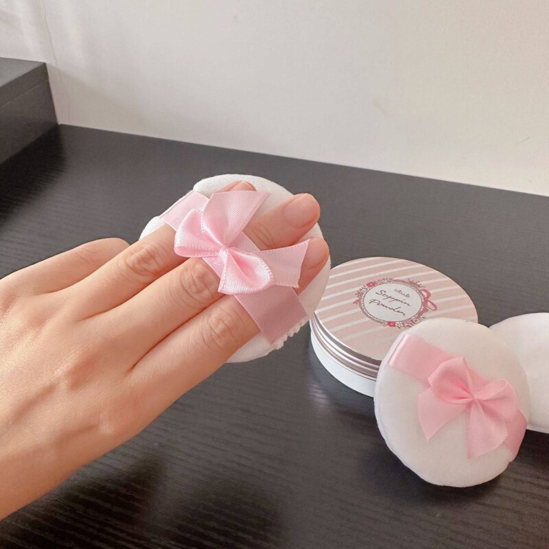 植绒天鹅绒蝴蝶结晚安粉替换粉扑圆形干粉爽身粉蜜粉散粉扑柔软