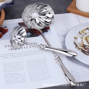 304不锈钢餐具勺子高档酒店葫芦柄家用汤勺公用勺盛汤盛粥勺