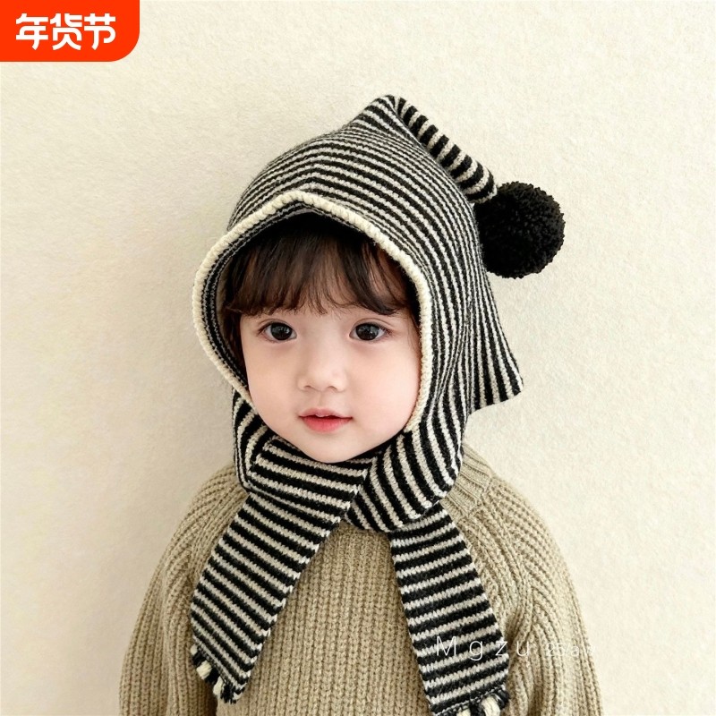 儿童帽子围巾一体秋冬季保暖防风男孩女童针织毛线帽宝宝护耳帽,童装/婴儿装/亲子装,帽子,淘宝优惠券,粉丝福利购,淘宝优惠卷