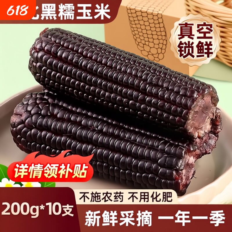 东北黑糯玉米新鲜真空装甜粘苞米主食代餐玉米棒年货黑玉米饱腹
