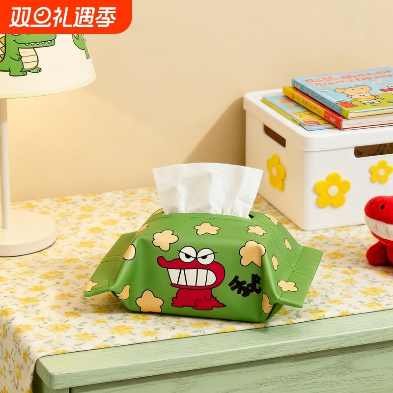 卡通鳄鱼饼干纸巾盒家用卧室摆件车载抽纸套纸巾包可爱纸巾袋挂式