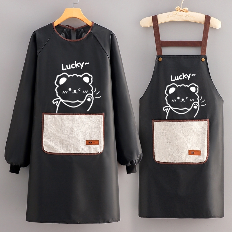 家用厨房防水防油围裙餐饮专用成人工作服长袖罩衣女做饭围腰男士