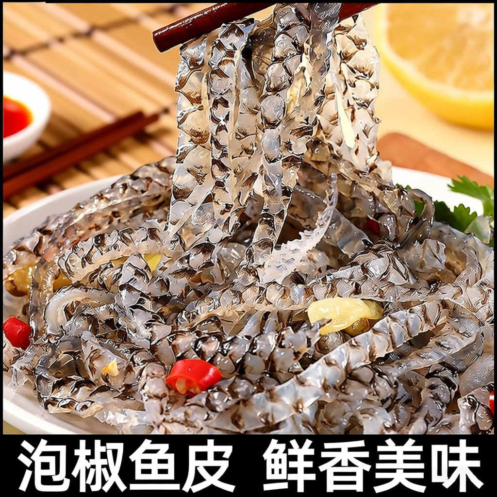 泡椒鱼皮商用开袋新鲜即食凉拌菜成品小凉菜下酒菜脆弹零食香辣