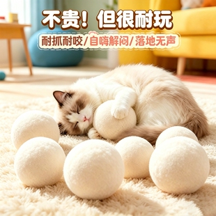猫玩具羊毛球猎物球静音玩具猫咪追逐自嗨解闷神器逗猫棒耐咬逗猫