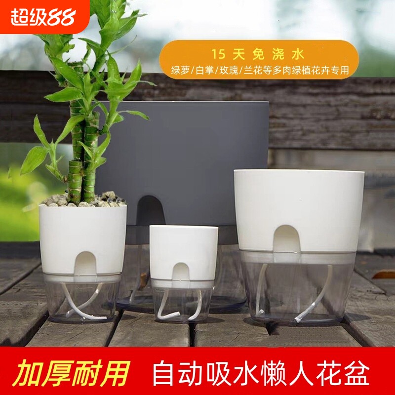 懒人自动吸水花盆清仓塑料树脂绿萝箩水培特大号自吸水植物兰花