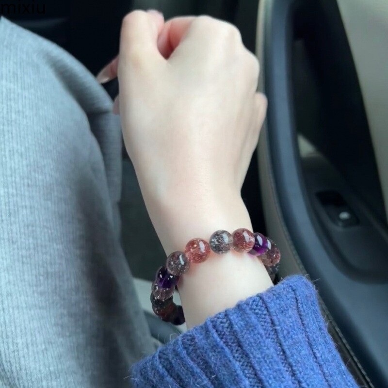 天然超七手链超七男女水晶手串骨干招财黑加仑