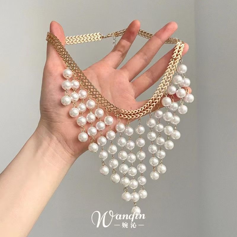 「珠帘旧梦」法式复古多流苏串珠项链高级感轻奢小众夸张锁骨链女