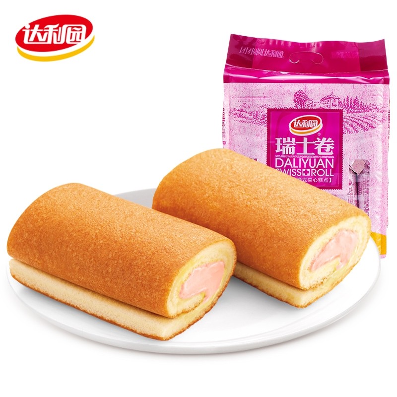 达利园瑞士卷草莓味240g蛋糕健康早餐充饥解馋点心糕点小零食西式