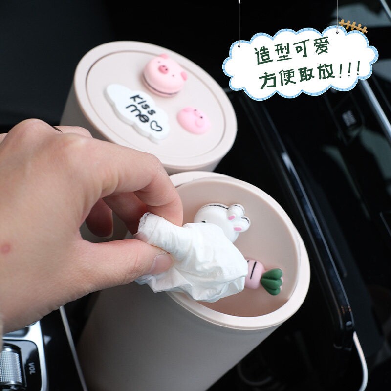 车载垃圾桶汽车内用品大全垃圾袋创意可爱卡通车上用前排置物桶女
