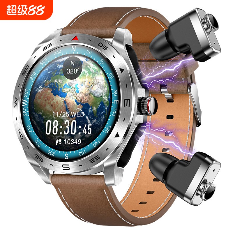 鑫超越TWS双蓝牙耳机MP3二合一双耳监测智能手环拨号电话成人手