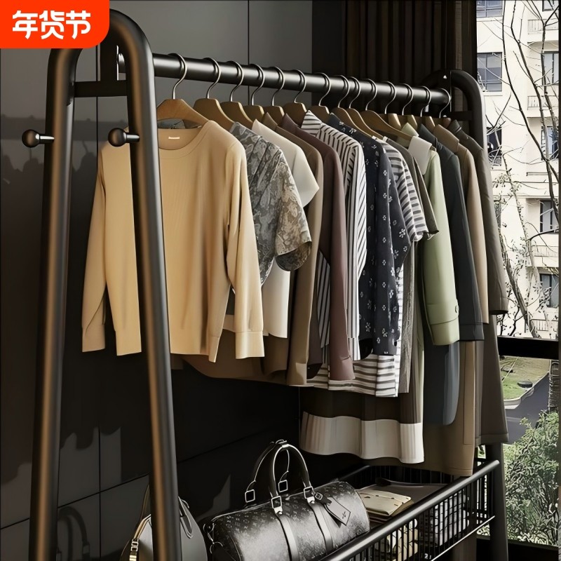 简易衣帽架落地室内房间挂衣架子可移动晾衣架家用卧室衣服收纳架