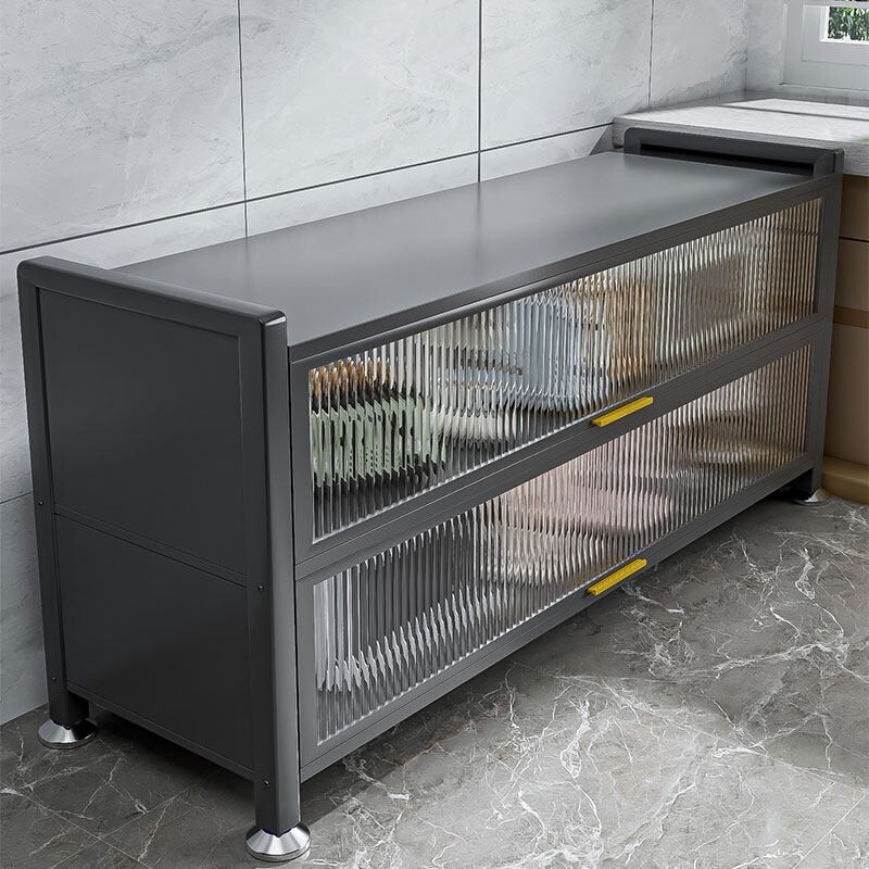 家用厨房橱柜靠墙一体微波炉置物架多层收纳架多功能落地防尘碗柜