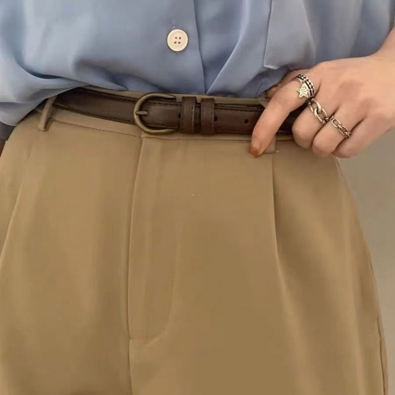 皮带女士牛仔裤新款腰带女款裤带夏季百搭细复古装饰黑色夏天窄