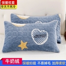 冬季 牛奶绒保暖信封枕套加厚双层绗缝枕头套儿童30x50成人40X60