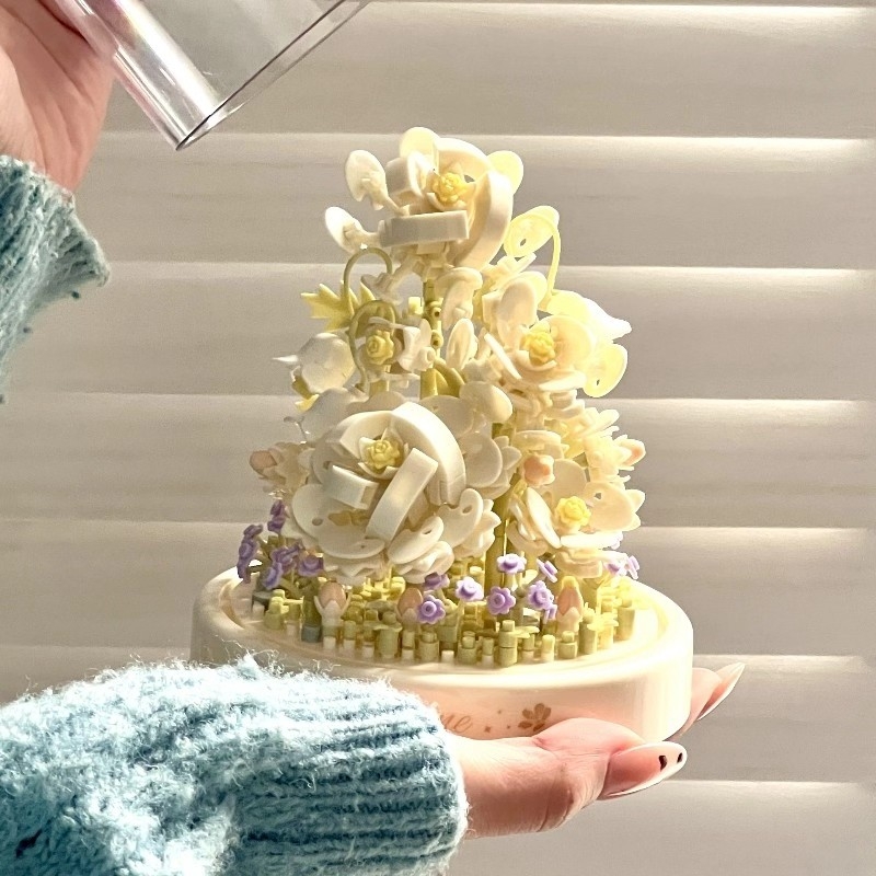 兼容乐高永生积木玫瑰花拼装玩具樱花树屋盆栽手工diy送女孩礼物