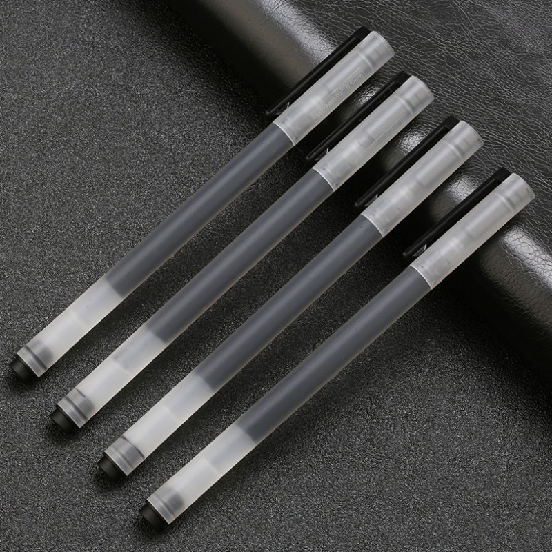 巨能写中性笔签字笔芯黑色0.5mm水笔文具子弹头碳素圆珠笔练字考试专用替换10支装红笔大容量速干顺滑办公