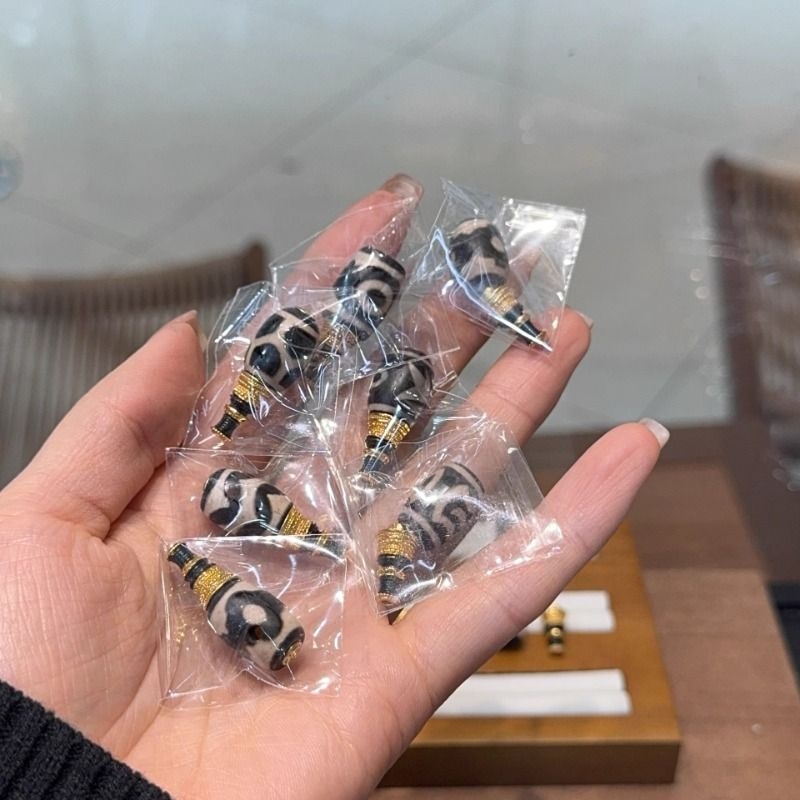 天珠玛瑙三通搭配纯铜塔文玩配件手工diy时尚饰品配饰SH2404