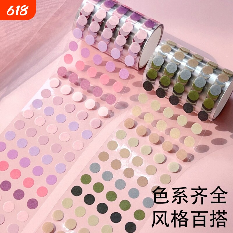 ins风波点彩色圆点手账卡片治愈马卡龙diy贴纸圆形周边标签手账