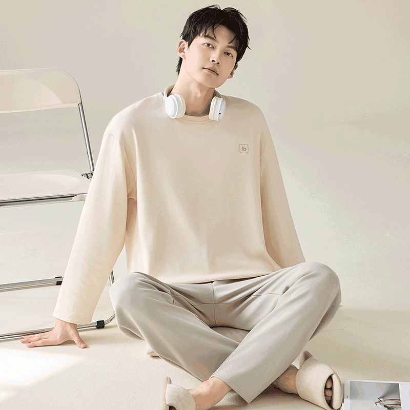 纯棉睡衣男士春秋款长袖长裤青少年休闲套装运动秋冬款家居服柔软