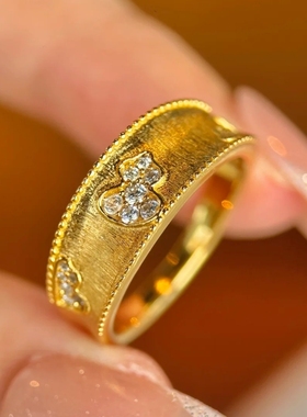 新中式复古镶钻福禄葫芦戒指气质轻奢高级感时尚百搭招财开口指环