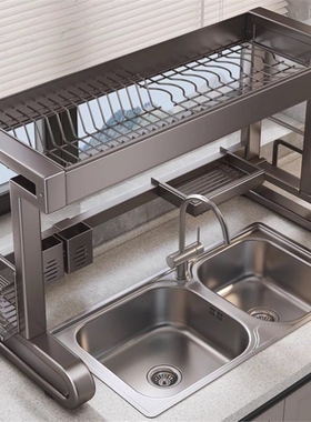 枪灰色水槽置物架厨房水池洗碗碟台面碗盘收纳多功能碗架沥水架