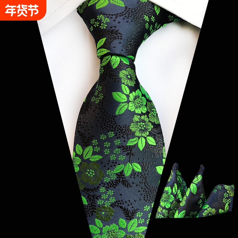 源头厂家现货直供2025新款梅花多色男士领带方巾套装