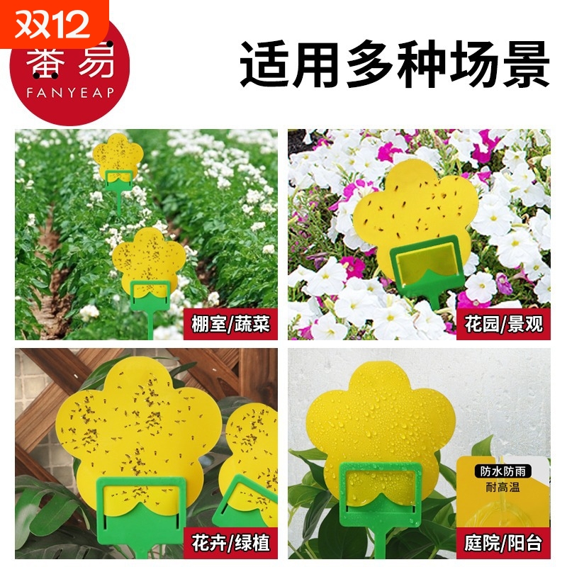 粘虫板B1pq0-小黄板双面小飞虫诱虫沾虫纸果蝇诱捕器防水耐高
