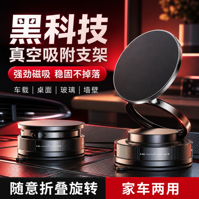 2026新款车载手机支架真空吸附磁吸magsafe汽车导航专用吸盘旋转折叠便携浴室多功能桌面通用固定25强磁磁力